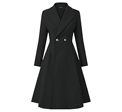 Women's Swing Double Breasted Coat Wool Blends Trench Jacket