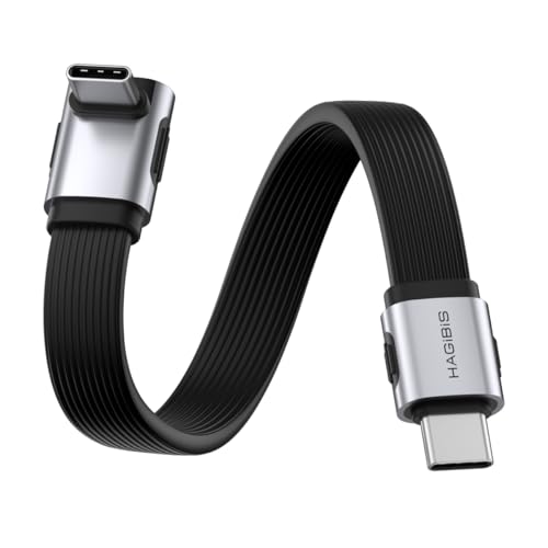 Hagibis USB4 cable, 80Gbps Data Transfer, 240W Fast Charging USB-C Cable, 8K@60Hz USB 4 V2.0 Short Cable for iPhone 17 16 15 Pro Max, iPad Pro, Thunderbolt 5/4 (Middle 90 Degree, 10cm)