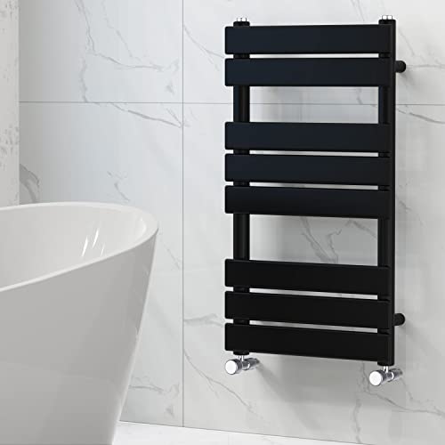 NRG Bathroom Flat Panel Heated Towel Rail Radiator 800×450mm Black