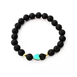 Plantlife Iridescent Heart Stretch Bracelet - Beautiful, One-of-a-kind jewelry made from lava rock and natural stone for use with essential oil