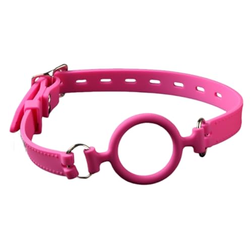 Image of Leather Restraints Ball Mouth Plug Open Mouth Gag O-Ring Gag Restraints, Adjustable Strap Bondage Harness Restraints for Adult Bondage Restraints Sex Play-Pink (BO7)