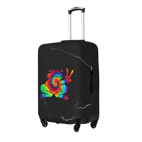 Tie Dye Frog Luggage Cover Multi Size Travel Luggage Protective Cover, X-Large, Black3