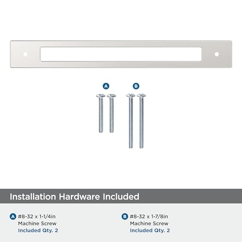 Image of Amerock Medora 8-13 /16 inch Polished Nickel Backplate | Decorative zinc cabinet hardware backplate designed to complement knobs and pulls while protecting cabinet surfaces