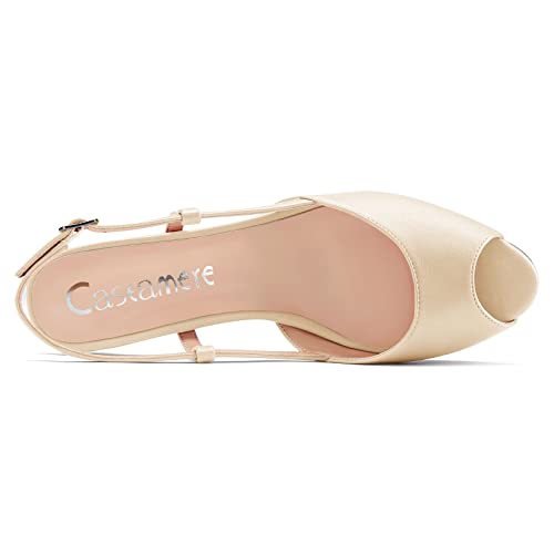 Castamere Women Low Kitten Heel Peep Open Toe Slip-on Slingback Sandals Casual Dress 1.2 Inches Heels4