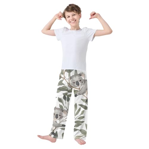Koala and Leaves Boys Long Pants Soft Trousers Elastic Waist Kids Lounge Bottoms with Pockets S-XL3