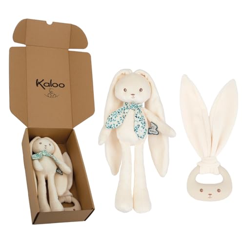 Kaloo - Baby Gift Set - 2 Pieces : Rabbit Soft Toy 25 cm + Silicone Teething Ring - Lapinoo - Cream - from Birth - K390041 Kaloo - Baby Gift Set - 2 Pieces : Rabbit Soft Toy 25 cm + Silicone Teething Ring - Lapinoo - Cream - from Birth - K390041