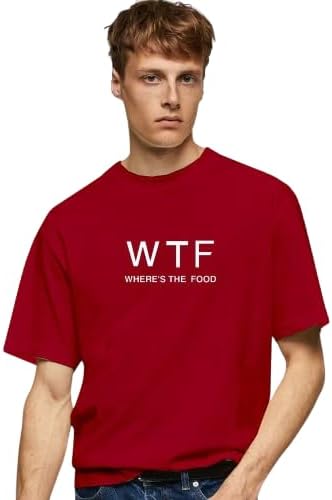OFFMINT 100% Cotton Angry Men Oversized Tshirt Round Neck Half Sleeves Regular Fit Loose/Baggy T Shirts for Boys and Men (Red)
