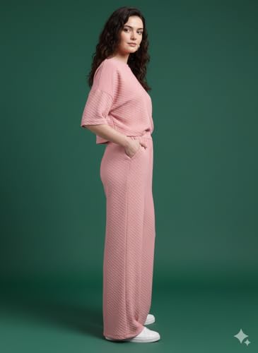 Image of Zilcon Women Bricks Wool 2 Piece Sets for Women Casual Summer Travel Vacation Outfits Pajama Sets Cap Sleeve Lounge Set