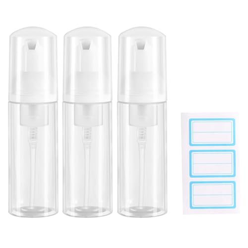 Gratriched 3pcs 2oz Small Size Mousse Plastic Travel Foam Pump Bottle - Portable Foaming Empty Bottle Dispenser for Hand Soap Shampoo Lash Cleanser - Well Suited for Travelers Daily Use (60ml)