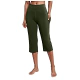 Leggings Damen mit Taschen Kurz Sporthose Einfarbig Blickdicht Yogahose Knielang Gym Fitnesshose Frauen Sommer Workout Leggins Seamless Shorts Jogginghose Sportleggins