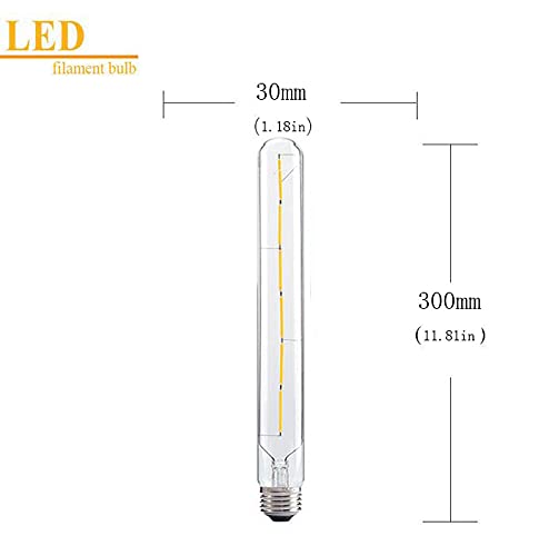 ZRJIA E27 T30 300mm Decoratieve LED Lamp Vintage Stijl Retro Industrieel Antiek Edison E27 T30 6W 600lm 2700K warm wit 360° 230V, Geen Flikkering, Niet-dimbaar (Pack van 2) - Image 4
