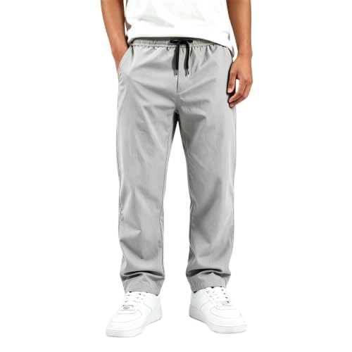 GOSEAGOTOFUN Boys Cargo Pants Elastic Waisted Straight Leg Pants Kids School Uniforms Sweatpants Relaxed Fit Casual Trousers 01-Light Gray 5-6 Years - image 2