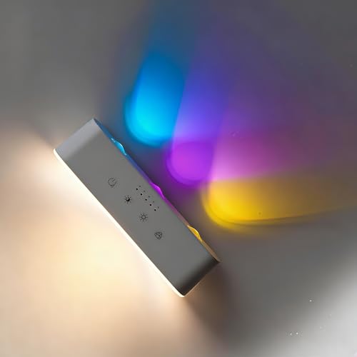 Wandlampe,LED Wandlampe Innen/Außen,RGB Wandleuchte Beleuchtung für Zimmer Gaming Deko, Wiederaufladbare LED-Wandleuchten für Schlafzimmer mit Touch- und Fernbedienung,Wandleuchte Dimmbar,360°Drehbare