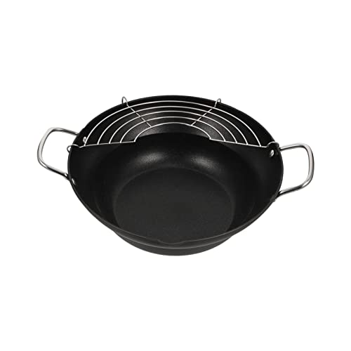 SOLUSTRE Mini Electric Tempura Fryer Japanese Style Non-stick Frying Pan Hard Anodized Induction Cooker Pan