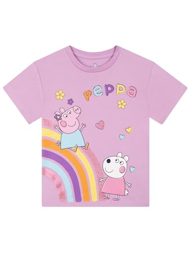 Peppa Pig Shirt | Cotton Girls Tops | Girls Short Sleeve Shirt | Glittery Kids Tshirt