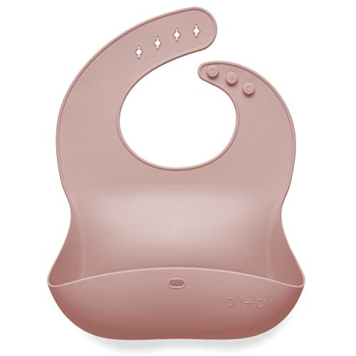 Ali+Oli Silicone Bib Waterproof Silicone Bibs for Babies & Toddlers Adjustable Feeding Bibs with Food Catcher Feeding Bucket