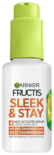 Garnier Fructis Sleek & Stay - Serum activado por calor con alfa-silanos para cabello seco y propenso al encrespamiento, 50 ml