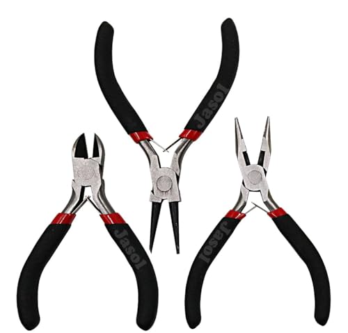 Jewellery Making Pliers Set – 3pcs Flat Nose, Round Nose & Side Cutter | DIY Beading Tools Kit for Crafts, Wire Wrapping, Jewellery Repair & Supplies – Comfortable Grip, Professional Tool Set