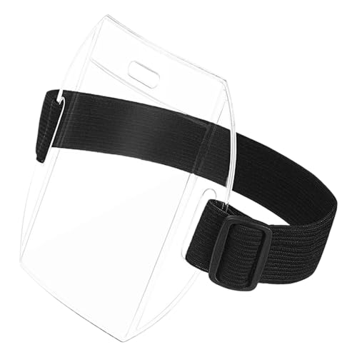 Porta credencial para brazo: porta tarjetas con brazalete giratorio, estuche con ventana transparente, diseño de tamaño flexible y resistente | Visibilidad de identificación manos libres para personal
