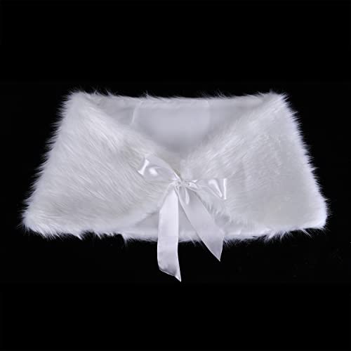 PENINSULA LOVE Faux Fur Shawl Elegant Wedding Shoulder Wrap 20s Sleeveless Bridal Scarf Evening Party Cover Up for Women4