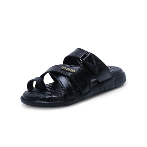Image of DOCTOR EXTRA SOFT Care Orthopedic Diabetic Comfortable Dr Sole Footwear Daily Use Casual Wear Stylish Black Cushioned Adjustable Strap Chappal for Men's-Gents & Boy's L-11