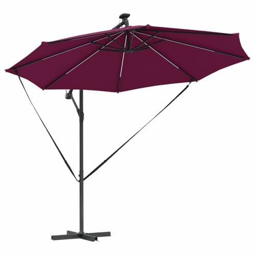Sombrilla burdeos de 294x294 cm para disfrutar de tu terraza noche y día 5
