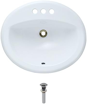O2018-White Overmount Porcelain Bathroom Sink Ensemble, Chrome Pop-Up Drain