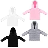 Bencailor 4 Pcs Doll Clothes Winter Sweater Hoodie Accessories Cute Hoodie Clothing Set(Black, Pink, White, Gray,18 Inch Doll)