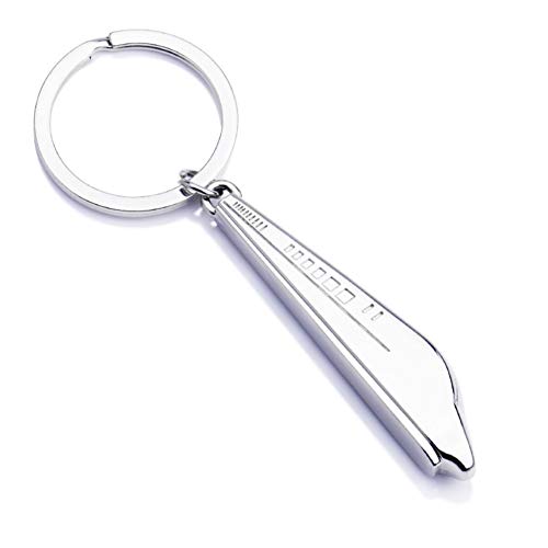 ODETOJOY Metal Silver High-spped Rail Keychain for Children Creative 3D Bullet Train Keyring for Kids Locomotive Choo Choo Train Head Key Holder Toy