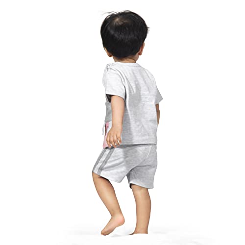 Image of ARIEL Baby Boys & Baby girls Cotton Printed Round Neck Half Sleeve T-shirt & Short Summer Clothing Sets