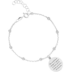 Pulseras Con Medalla Para Grabar MI JOYA PERSONALIZADA - Pulsera Personalizada con Medalla de Plata y Mensaje Grabado – Regalo Perfecto para Amigo Invisible, Hermana, Madre, Abuela o Novia - Regalar en Navidad o Cumpleaños