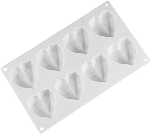 2PCS Stampo in Silicone a Forma di Cuore, 8 Hole