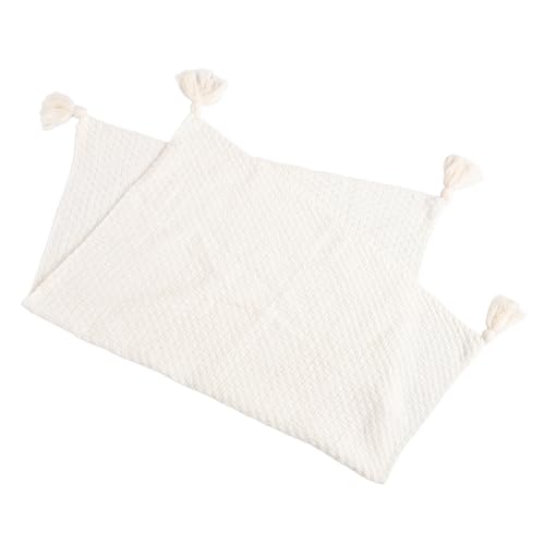 Mobestech Mantas para Sofá Mantas Mullidas para Sofá con Borlas para Cama Bohemias Divertidas De Oficina Cachemir Sintético Beige