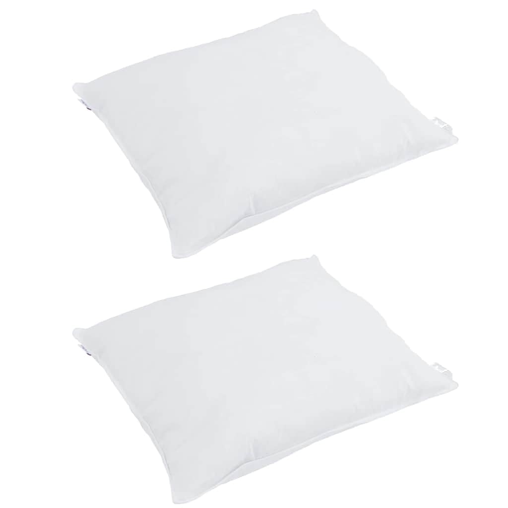 2 almohadas de 80 x 80 cm con relleno de plumas y funda de plumón, color blanco, ergonómica, transpirable, lavable, ideal para dormir de espalda, estómago y de lado
