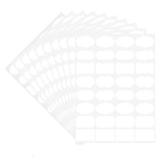 Wisdompro Etiquetas extraíbles pegatinas de almacenamiento de alimentos, en blanco con forma de fantasía, para congelador, contenedores, frascos, botellas – 10 hojas (320 unids)