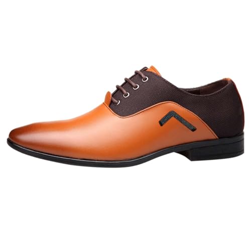 SRTUMEY Zapatos de Cuero de Estilo clásico para Hombres Resbalón en Cuero de PU de Goma Talón de Bloque Trabajo Zapatos De Vestir Baratos