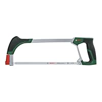 Bosch Bügelsäge 300mm (Universalsäge mit robustem Bimetall-Sägeblatt für präzise Schnitte in Metall, Holz, Kunststoff und mehr; 24 TPI; einfacher Blattwechsel; Schnittwinkel 45°/90°; Softgrip)