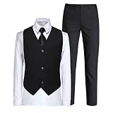 Boys Suit for Toddler Boy Suspenders Outfit Kids Tuxedo Set Black Ring Bearer Suits for Boys Formal