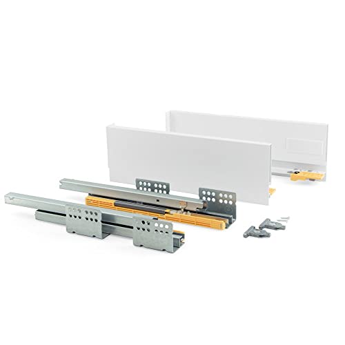 EMUCA - Kit de cajón para Cocina o baño con guias de extracción Total y Cierre Suave, Altura 105mm y Profundidad 500mm, Gris Antracita