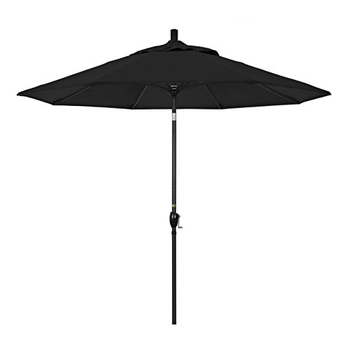 California Umbrella GSPT908302-5408 9' Round Aluminum Market, Crank Lift, Push Button Tilt, Black