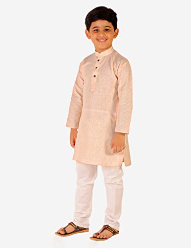 Image of Pro-Ethic Style Developer Boy's Cotton Self Design Kurta Pyjama For Kids Ethnic Wear For Wedding & Function (S-186)