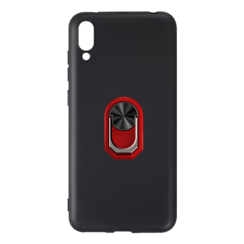UOGNADGD Funda Flexible + Soporte para Dedo Compatible con Huawei Y7 Pro 2019 Funda Antigolpes para Teléfono con Soporte Magnético Estilo Mecanizado (Negro + Rojo)