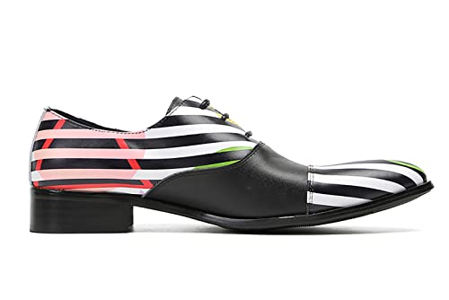 Santimon Men's Oxfords Dress Casual Leather Formal Business Shoes Fashion Striped Pattern Western Walking Shoes for Men3