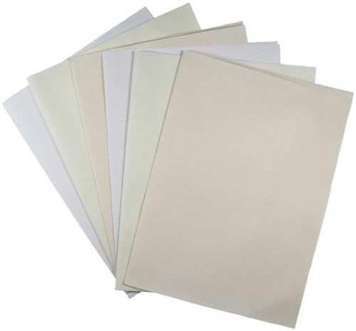 Image of KCS 4 /6 pc of 12 inch x 18 inch(30cmx45cm) 18CT Counted Cotton Aida Cloth Cross Stitch Fabric (6 pc, White+Antique White+Cream)