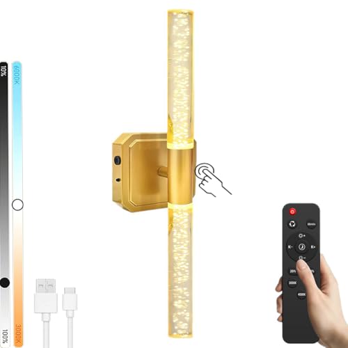 Apliques largos inalámbricos con batería con control remoto Lámpara de pared regulable táctil Lámpara de noche recargable de 10000 mAh Lámpara de pared LED giratoria de 360 ​​​​° para interiores para