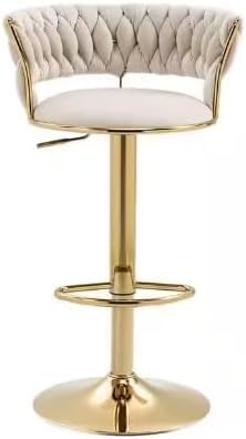 SUPAAR Adjustable Height Metal Frame Cushioned Bar Stool with Emerald Velvet Seat barstools chairs velvet style .. (ivory beige 1 Pcs)