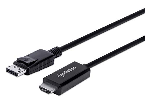 Manhattan DisplayPort 1.2 to HDMI Cable, 4K@60Hz, 3m, Male to Male, DP With Latch, Black, Not Bi-Directional