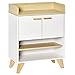 HOMCOM Mobiletto Multiuso con Armadietto e Ripiani Aperti, Mobile per Soggiorno, Cucina, Ufficio in Legno Bianco, 60x30x78cm