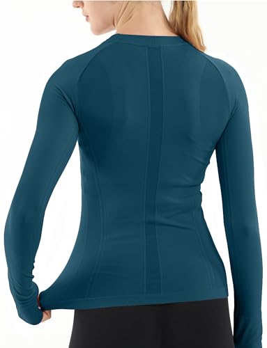 Image of MathCat Seamless Workout Shirts for Women Long Sleeve Yoga Tops Sports Running Shirt Breathable Athletic Top Slim Fit XS-XL