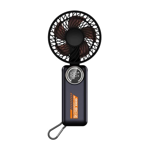 Ventilador de mano, mini ventilador, portátil, recargable, pequeño ventilador de bolsillo USB para oficina al aire libre (se puede utilizar como banco de energía para cargar teléfonos móviles) (negro)
